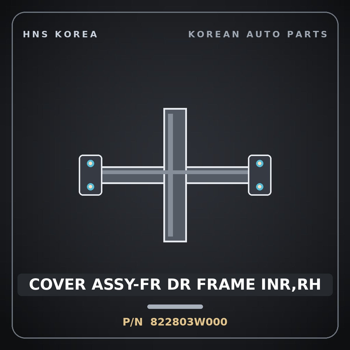 Genuine Mobis COVER ASSY-FR DR FRAME INR,RH 822803W000 for Sportage 2010 HNS Parts Korea