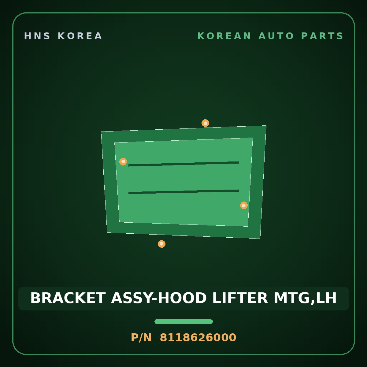 Genuine Mobis BRACKET ASSY-HOOD LIFTER MTG,LH 8118626000 for Santa Fe 2000 HNS Parts Korea