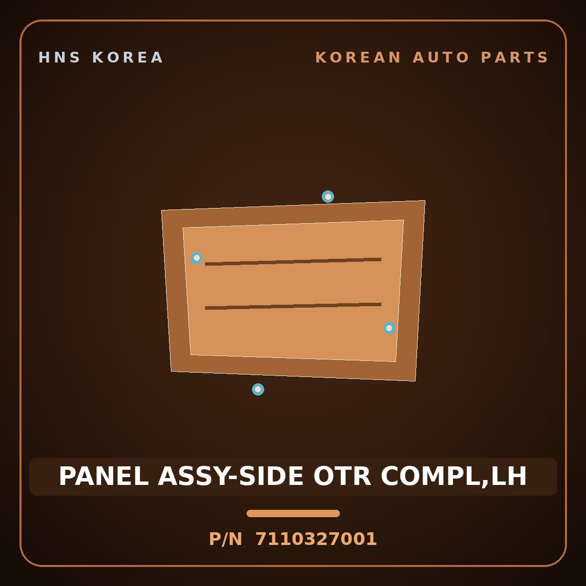Genuine Mobis PANEL ASSY-SIDE OTR COMPL,LH 7110327001 for Tiburon 1997 HNS Parts Korea
