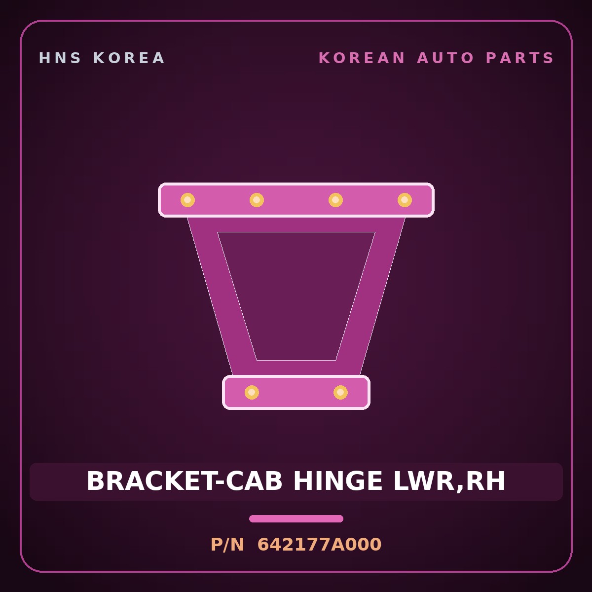 Genuine Mobis BRACKET-CAB HINGE LWR,RH 642177A000 for 11-Ton Truck 1998 HNS Parts Korea