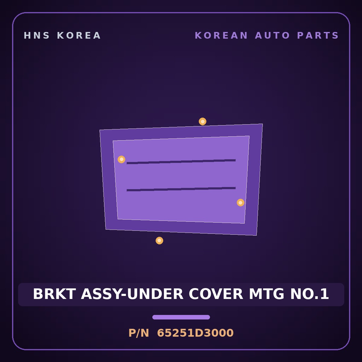 Genuine Mobis BRKT ASSY-UNDER COVER MTG NO.1 65251D3000 for Sportage 2015 HNS Parts Korea