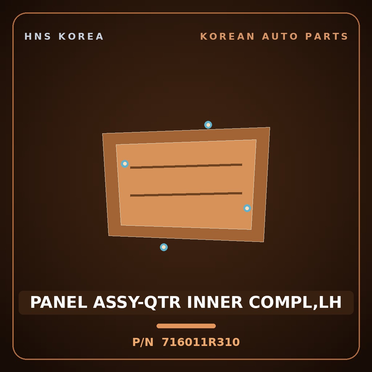Genuine Mobis PANEL ASSY-QTR INNER COMPL,LH 716011R310 for Accent 2011 HNS Parts Korea