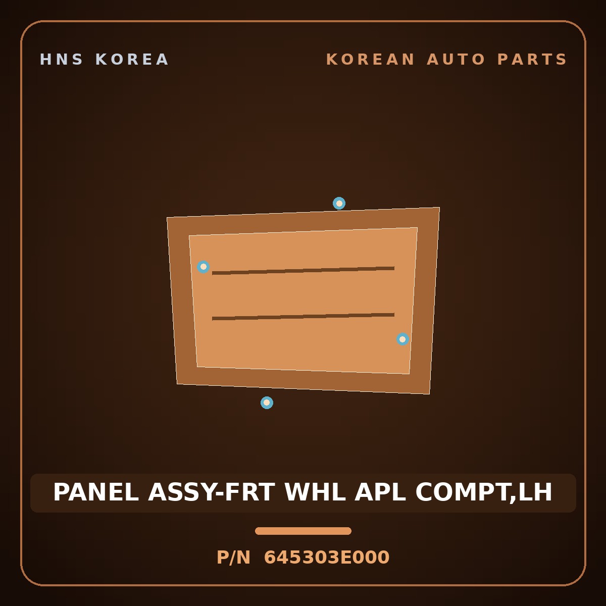 Genuine Mobis PANEL ASSY-FRT WHL APL COMPT,LH 645303E000 for Sorento 2002 HNS Parts Korea