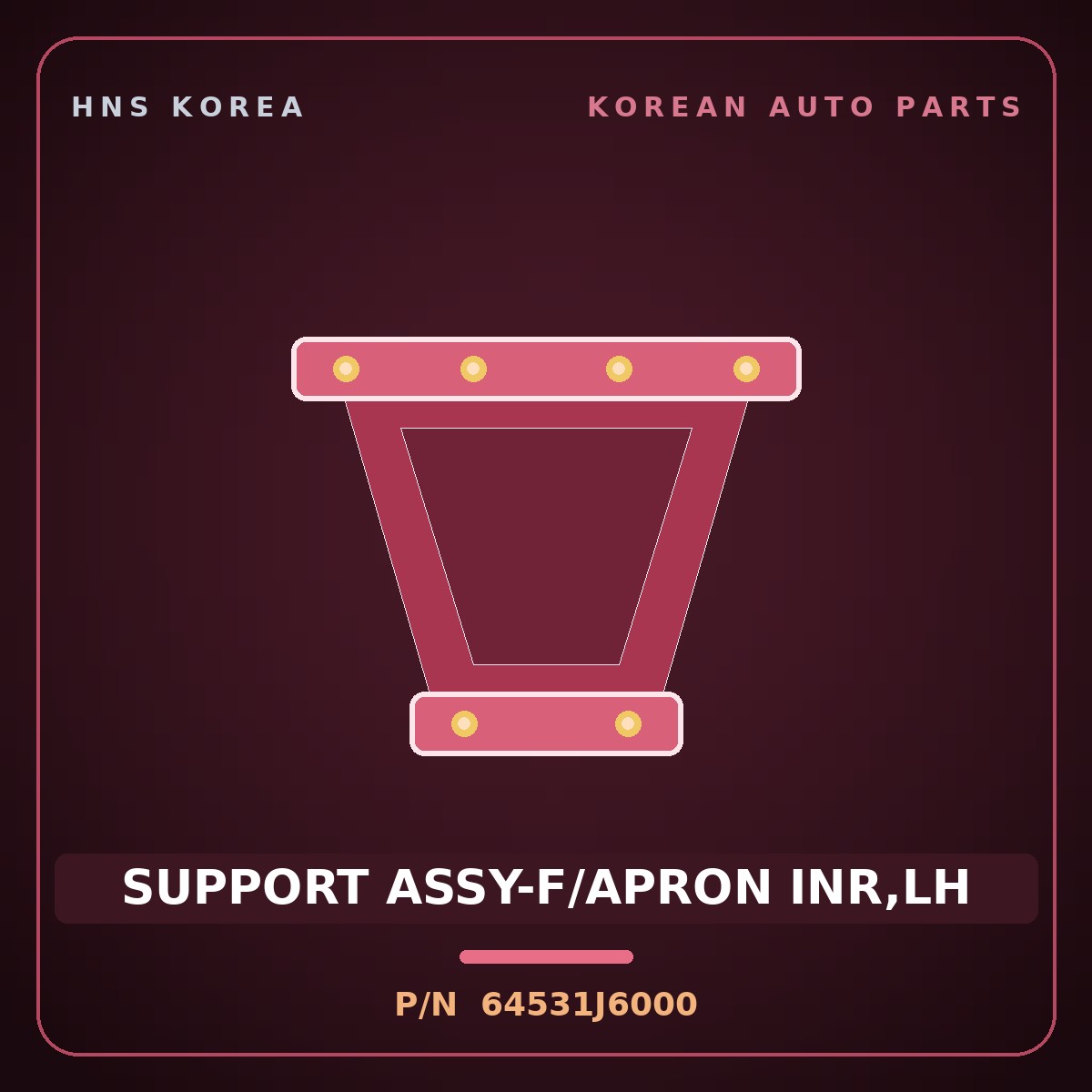 Genuine Mobis SUPPORT ASSY-F/APRON INR,LH 64531J6000 for K9 2018 HNS Parts Korea