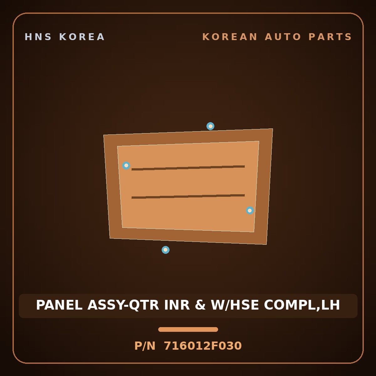 Genuine Mobis PANEL ASSY-QTR INR & W/HSE COMPL,LH 716012F030 for Cerato 2006 HNS Parts Korea