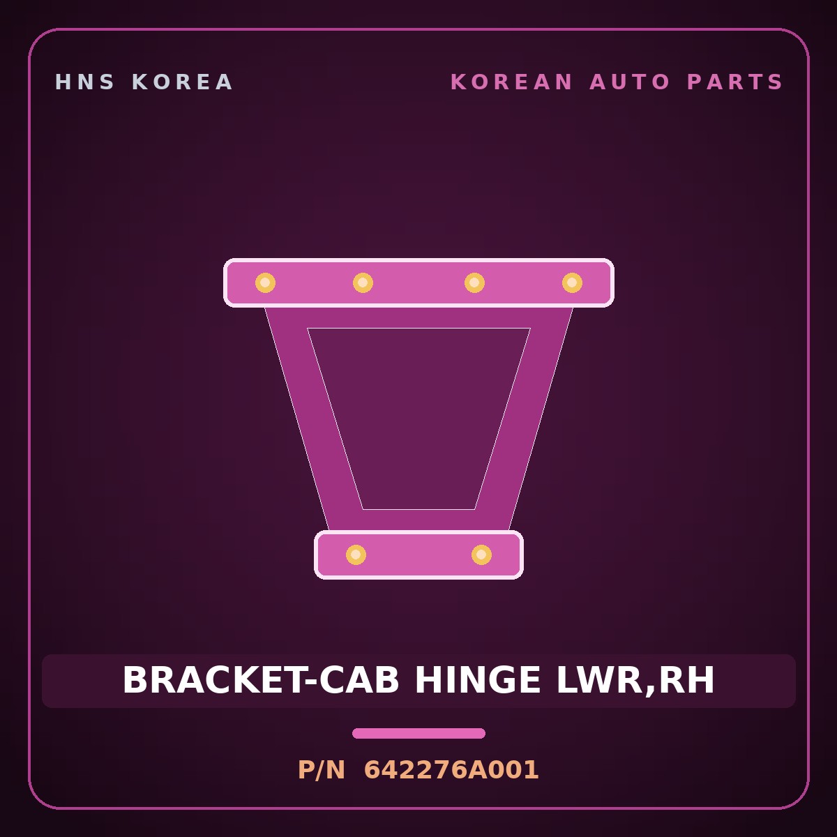 Genuine Mobis BRACKET-CAB HINGE LWR,RH 642276A001 for 5-Ton Truck 1997 HNS Parts Korea