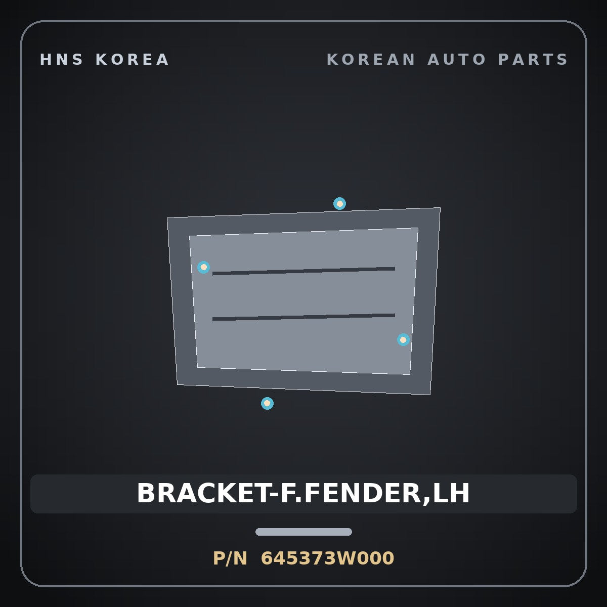 Genuine Mobis BRACKET-F.FENDER,LH 645373W000 for Sportage 2010 HNS Parts Korea