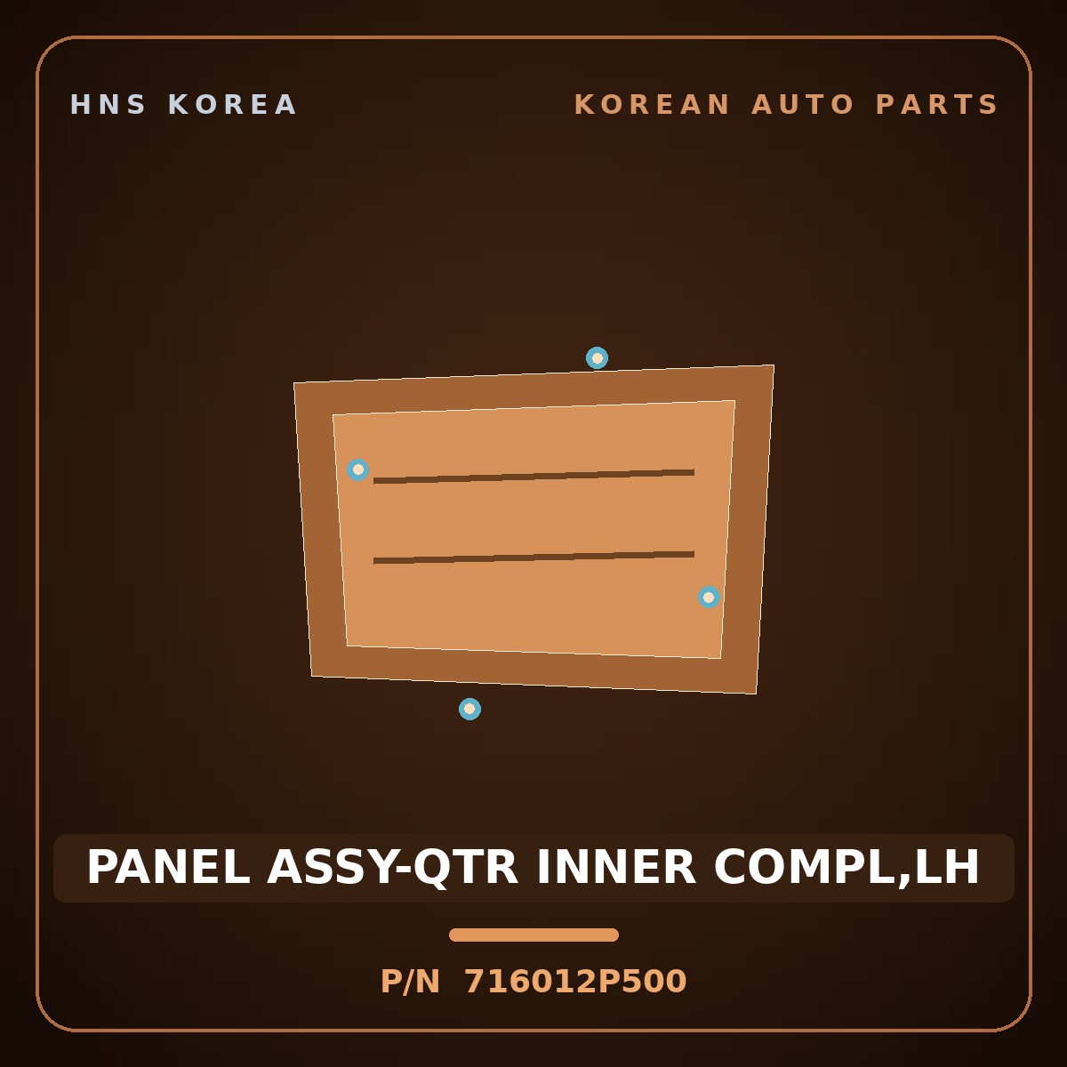 Genuine Mobis PANEL ASSY-QTR INNER COMPL,LH 716012P500 for Sorento 2009 HNS Parts Korea