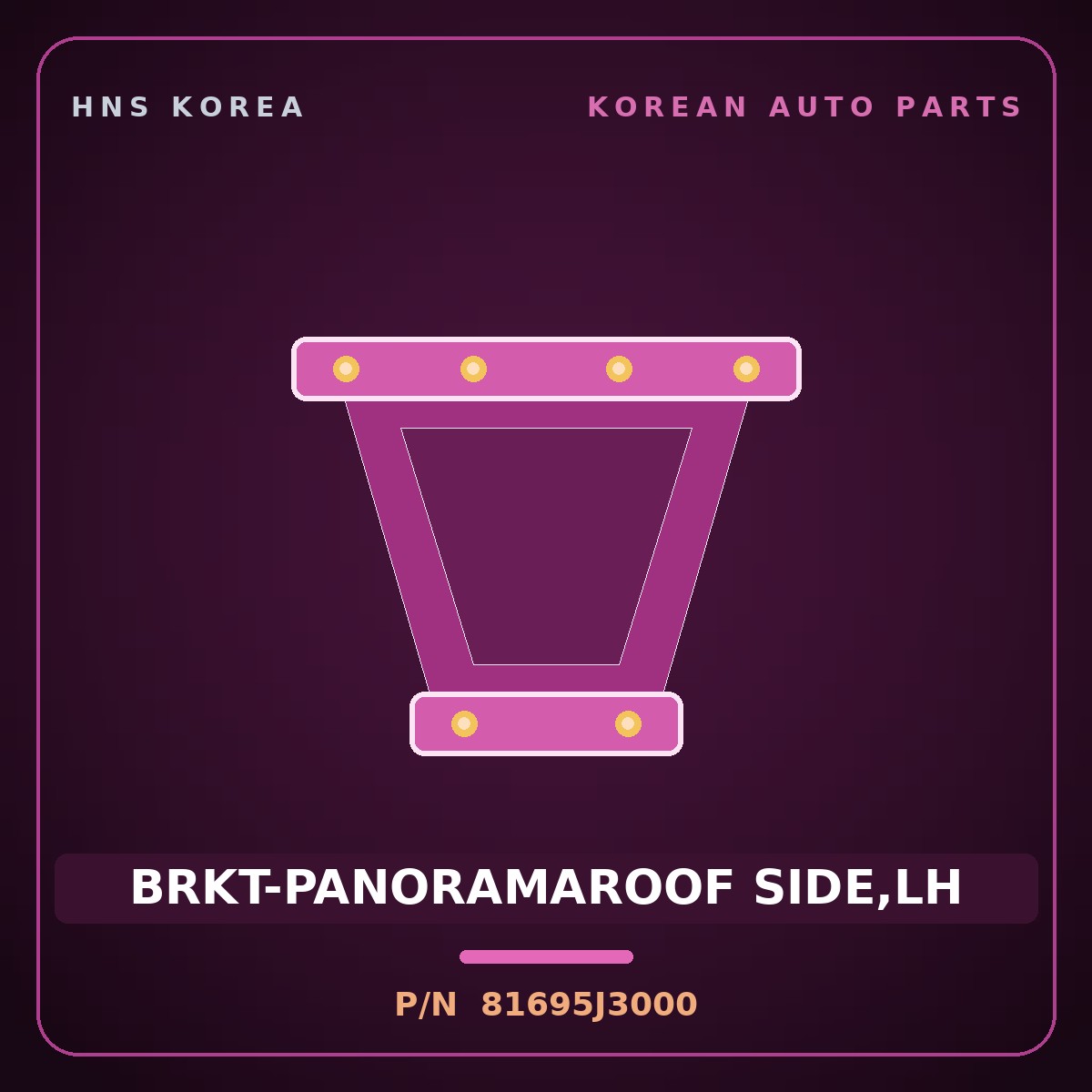 Genuine Mobis BRKT-PANORAMAROOF SIDE,LH 81695J3000 for Veloster 2017 HNS Parts Korea