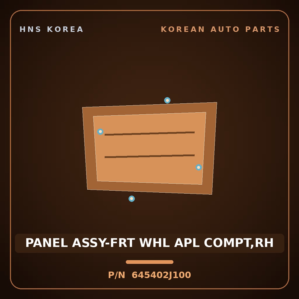 Genuine Mobis PANEL ASSY-FRT WHL APL COMPT,RH 645402J100 for Mohave 2007 HNS Parts Korea