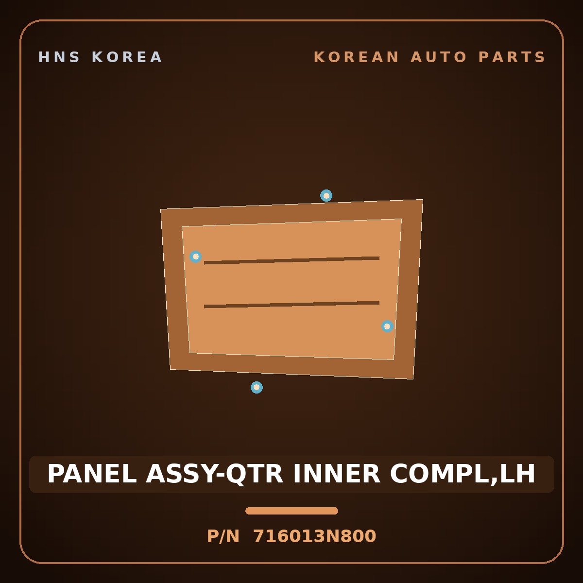 Genuine Mobis PANEL ASSY-QTR INNER COMPL,LH 716013N800 for Equus 2013 HNS Parts Korea