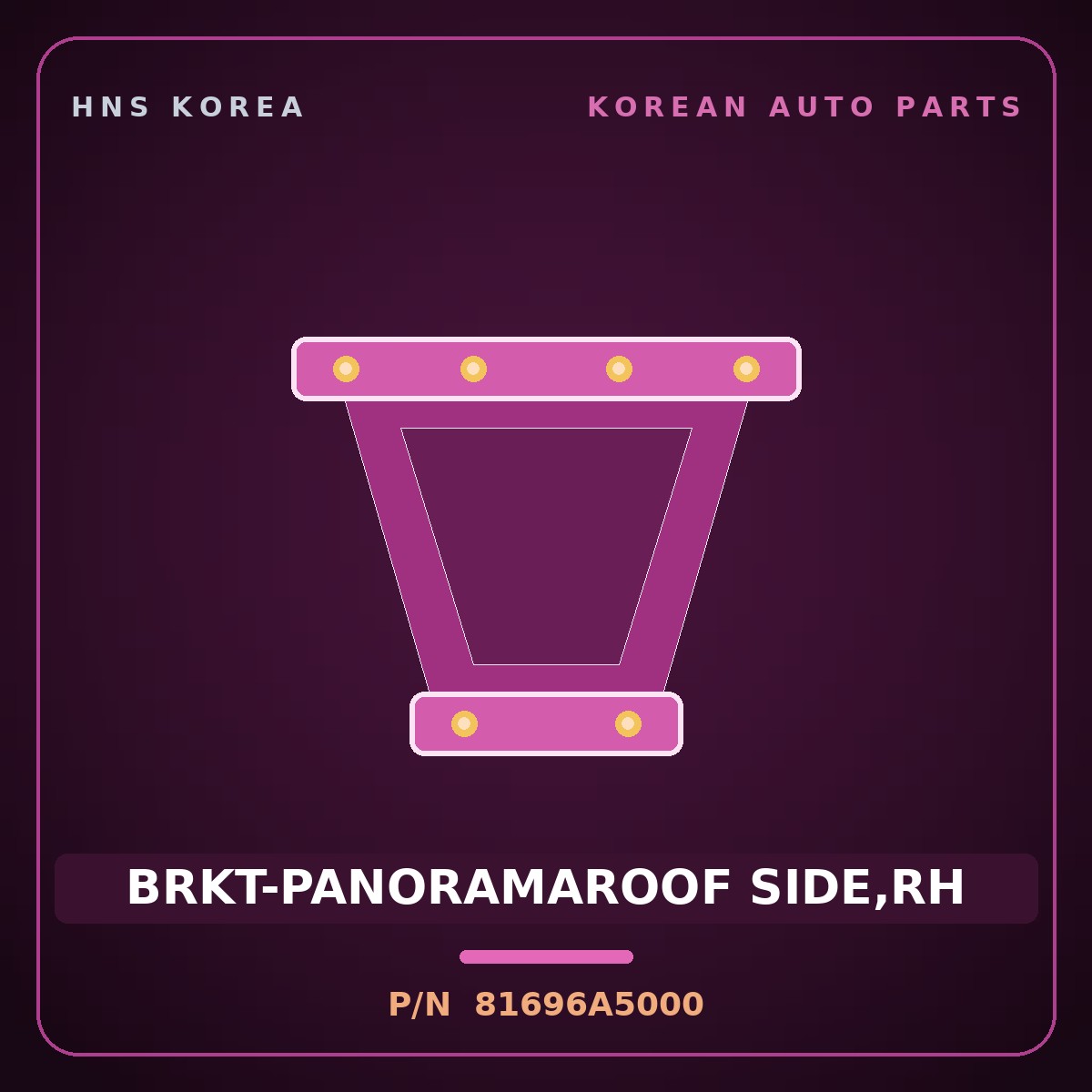 Genuine Mobis BRKT-PANORAMAROOF SIDE,RH 81696A5000 for i30 2012 HNS Parts Korea