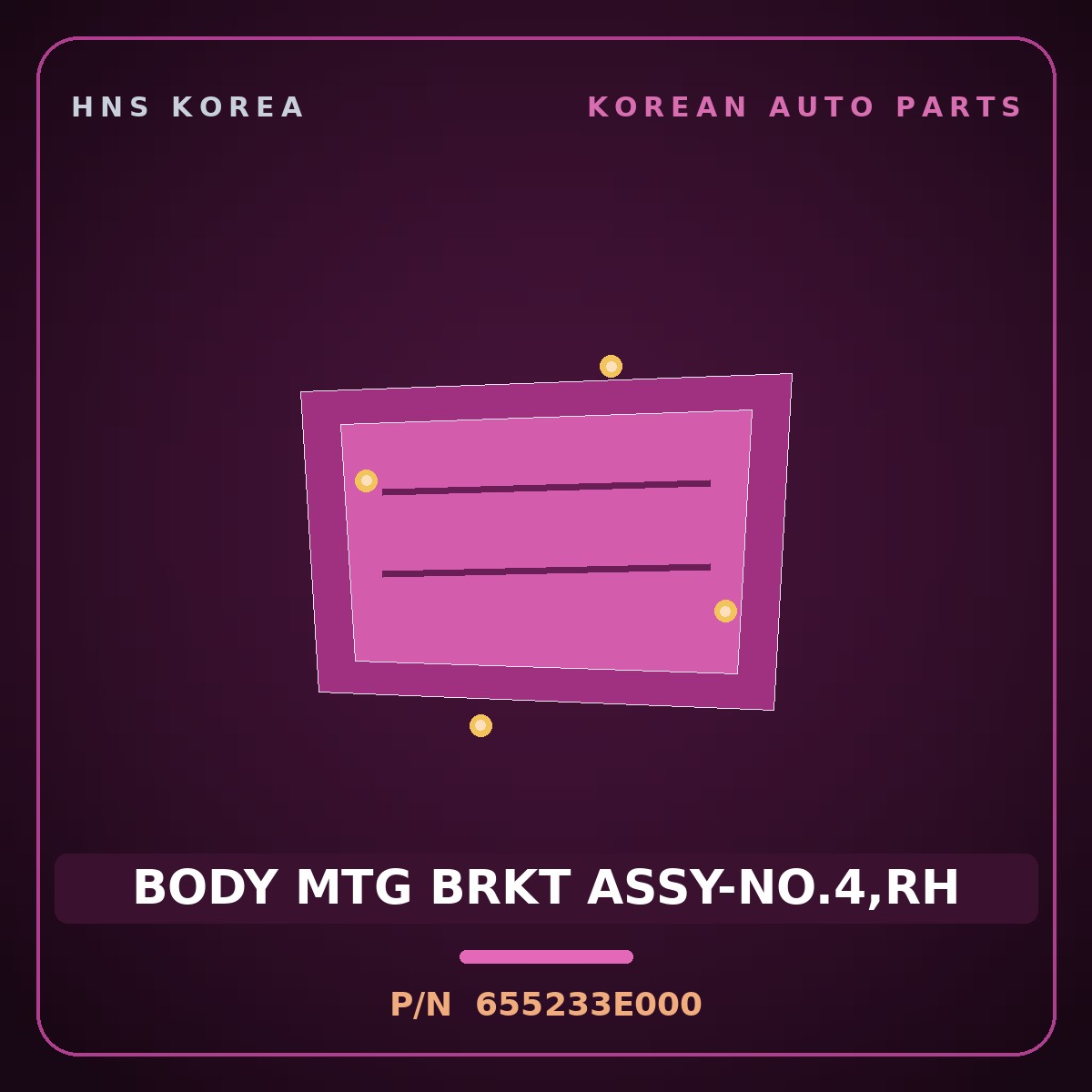 Genuine Mobis BODY MTG BRKT ASSY-NO.4,RH 655233E000 for Sorento 2002 HNS Parts Korea