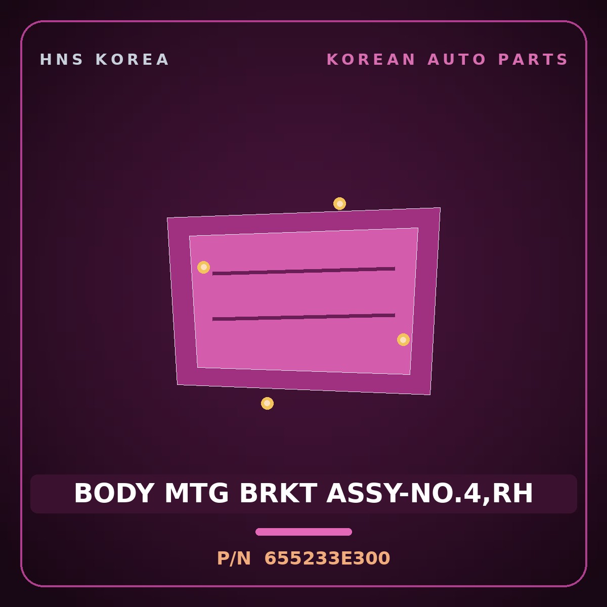 Genuine Mobis BODY MTG BRKT ASSY-NO.4,RH 655233E300 for Sorento 2006 HNS Parts Korea