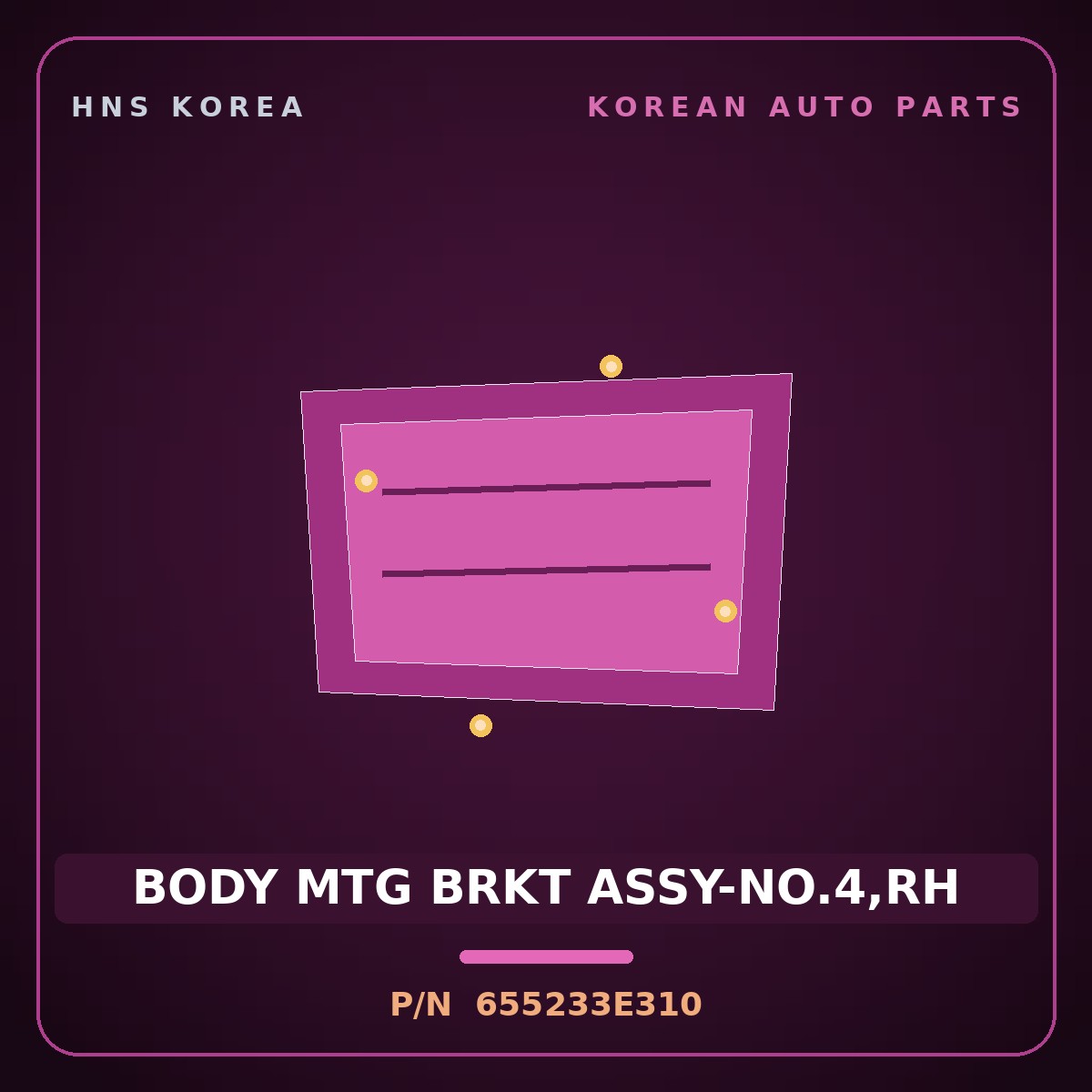 Genuine Mobis BODY MTG BRKT ASSY-NO.4,RH 655233E310 for Sorento 2006 HNS Parts Korea