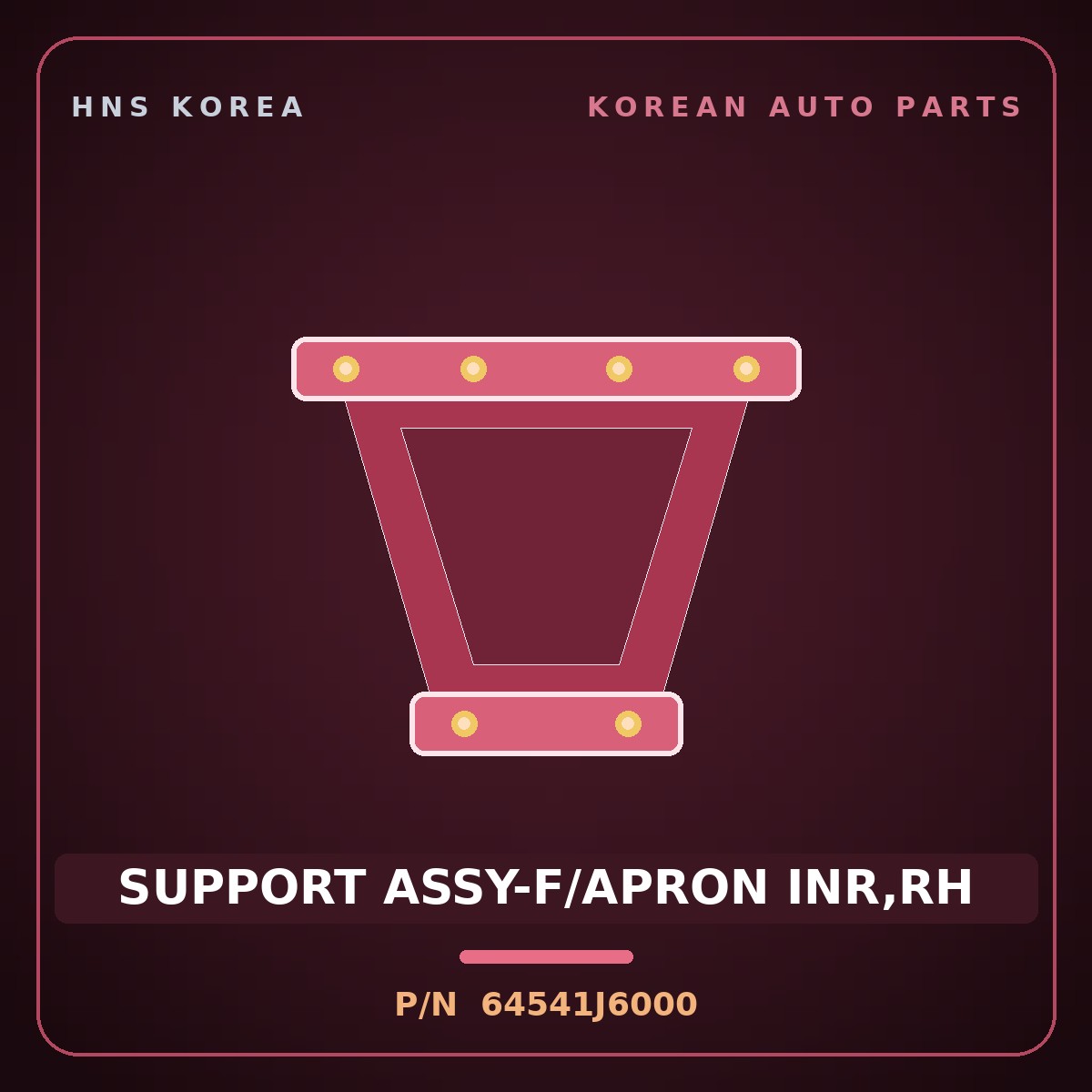Genuine Mobis SUPPORT ASSY-F/APRON INR,RH 64541J6000 for K9 2018 HNS Parts Korea