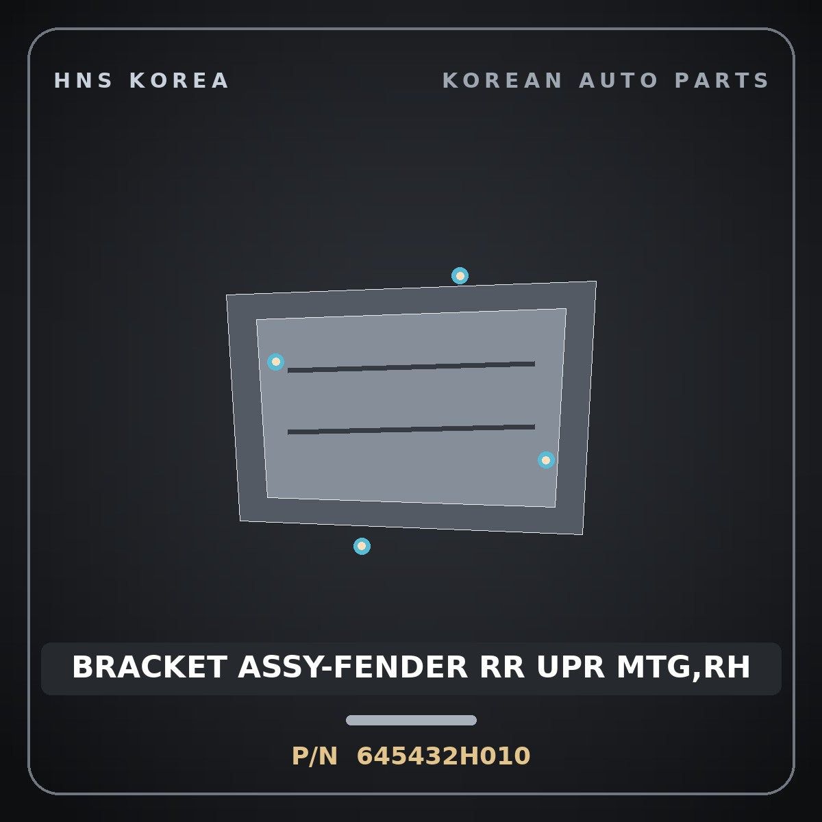 Genuine Mobis BRACKET ASSY-FENDER RR UPR MTG,RH 645432H010 for Avante 2006 HNS Parts Korea