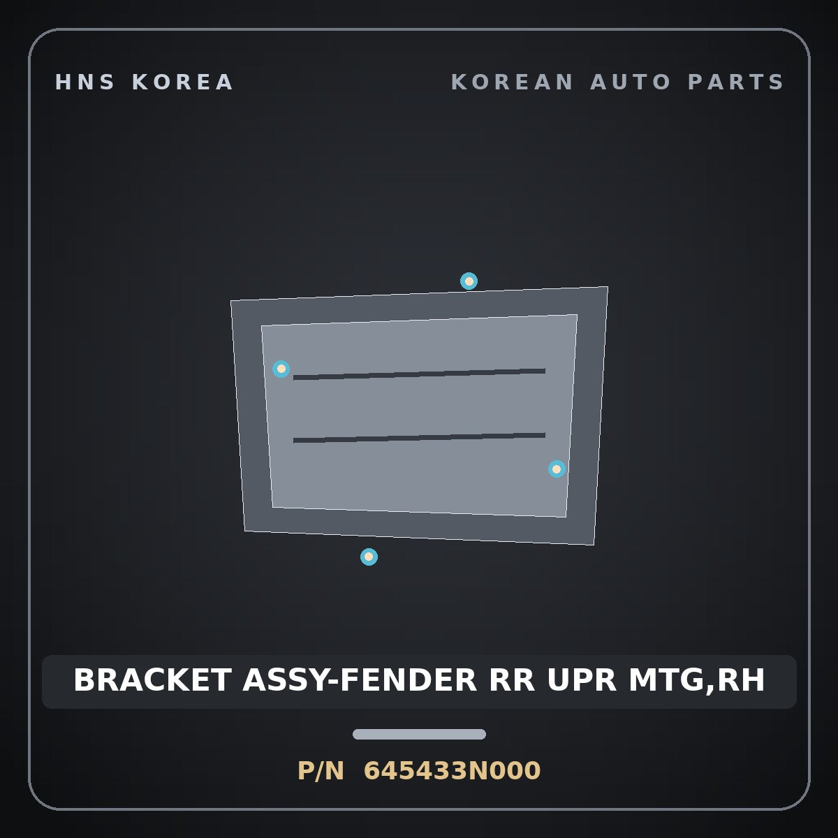 Genuine Mobis BRACKET ASSY-FENDER RR UPR MTG,RH 645433N000 for Equus 2008 HNS Parts Korea