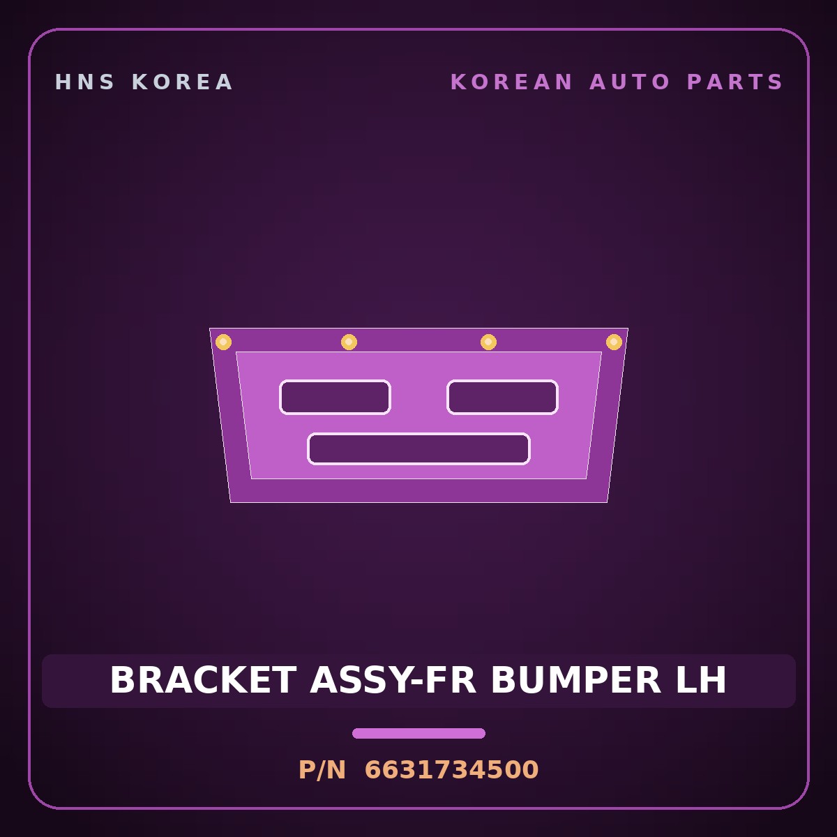 Genuine Mobis BRACKET ASSY-FR BUMPER LH 6631734500 for Sonata 1995 HNS Parts Korea