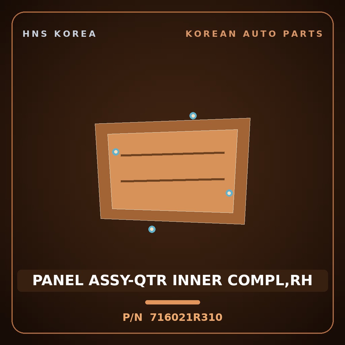 Genuine Mobis PANEL ASSY-QTR INNER COMPL,RH 716021R310 for Accent 2011 HNS Parts Korea