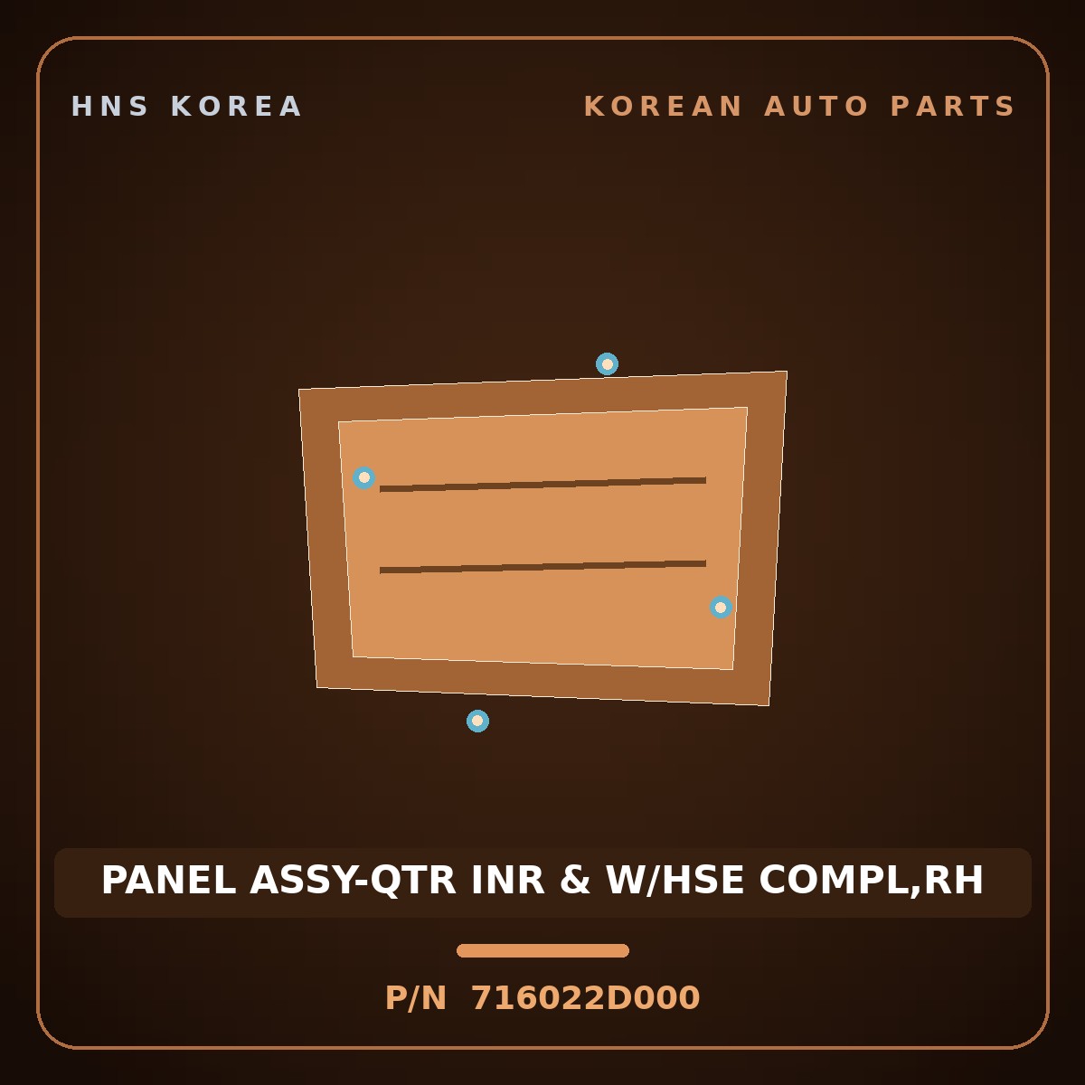 Genuine Mobis PANEL ASSY-QTR INR & W/HSE COMPL,RH 716022D000 for Elantra 2000 HNS Parts Korea
