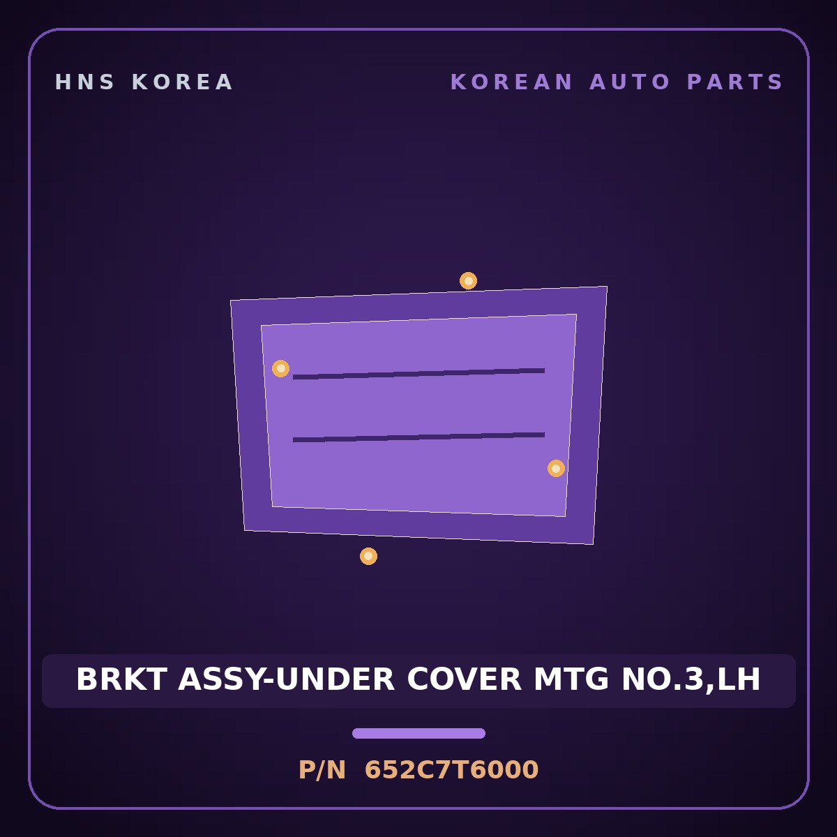 Genuine Mobis BRKT ASSY-UNDER COVER MTG NO.3,LH 652C7T6000 for Genesis GV80 2020 HNS Parts Korea