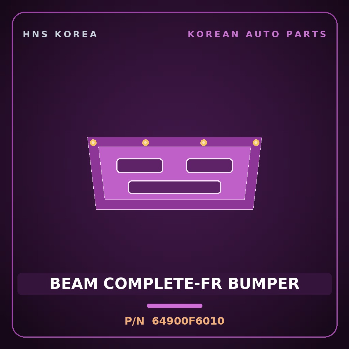 Genuine Mobis BEAM COMPLETE-FR BUMPER 64900F6010 for K7 2016 HNS Parts Korea