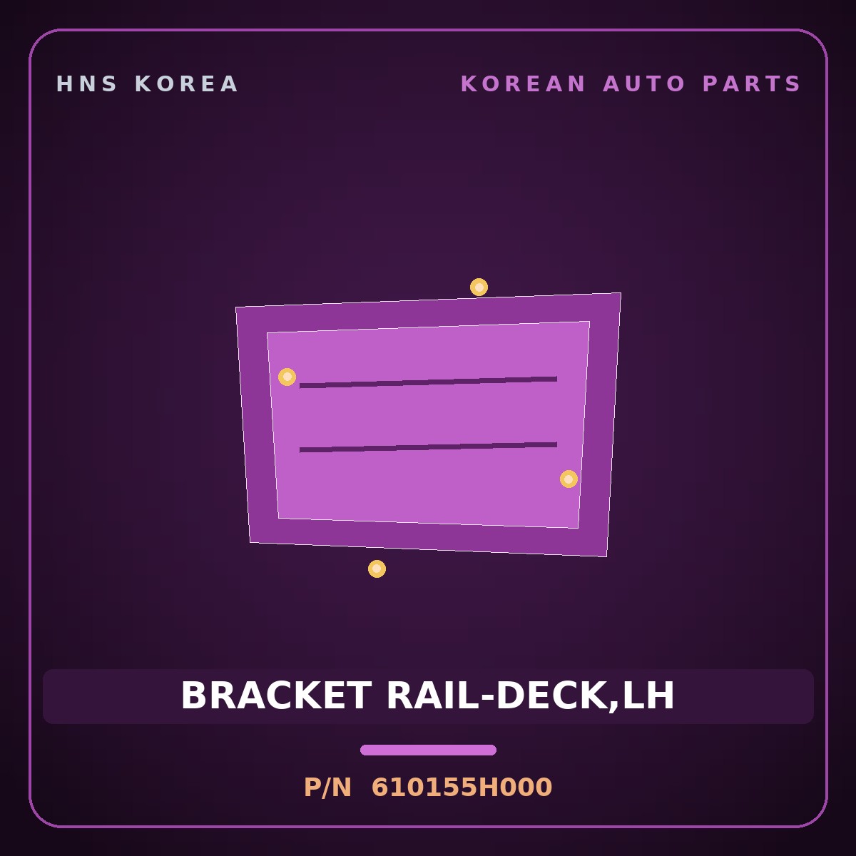 Genuine Mobis BRACKET RAIL-DECK,LH 610155H000 for Mighty 1998 HNS Parts Korea