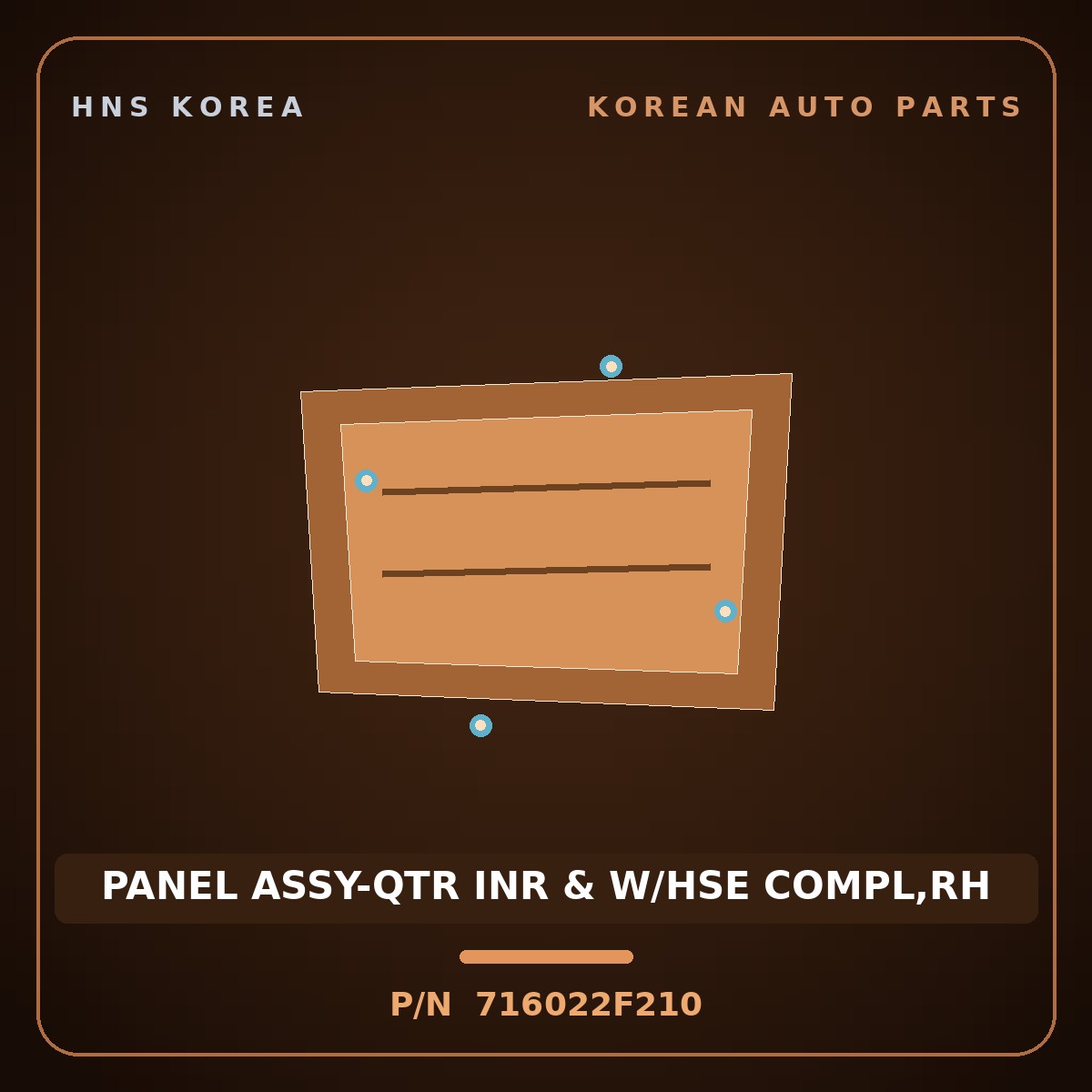 Genuine Mobis PANEL ASSY-QTR INR & W/HSE COMPL,RH 716022F210 for Cerato 2006 HNS Parts Korea