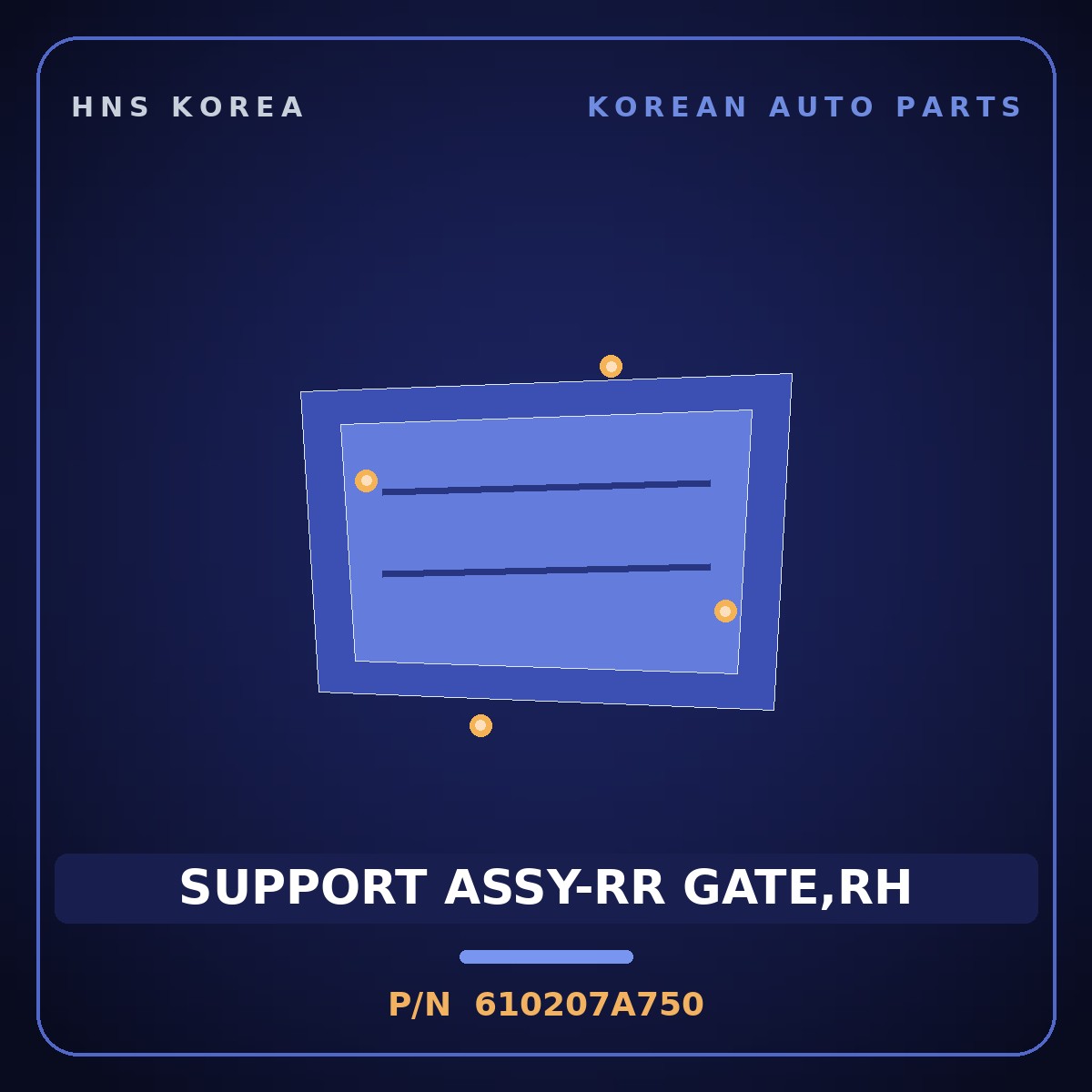 Genuine Mobis SUPPORT ASSY-RR GATE,RH 610207A750 for Mega Truck 2004 HNS Parts Korea