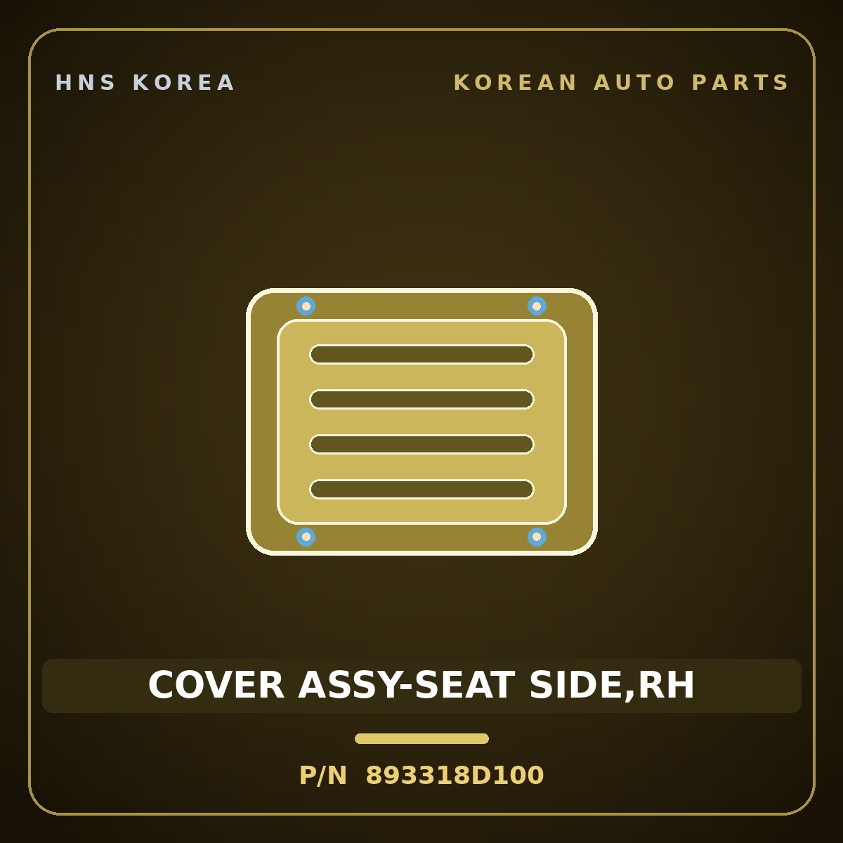 Genuine Mobis COVER ASSY-SEAT SIDE,RH 893318D100 for County 2006 HNS Parts Korea