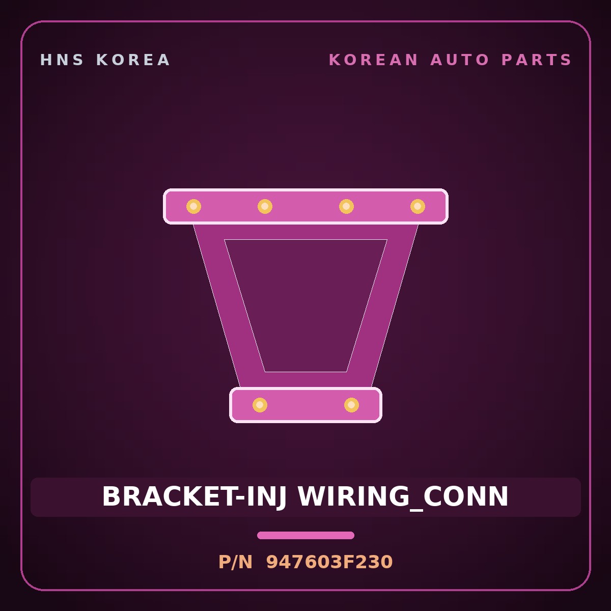 Genuine Mobis BRACKET-INJ WIRING_CONN 947603F230 for Equus 2007 HNS Parts Korea