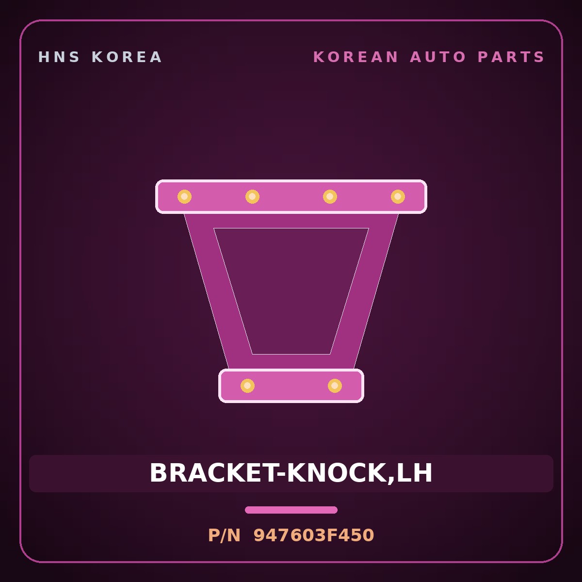 Genuine Mobis BRACKET-KNOCK,LH 947603F450 for G90 2016 HNS Parts Korea