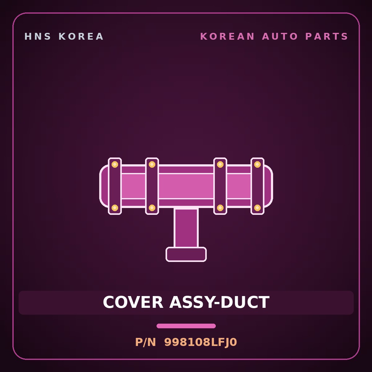 Genuine Mobis COVER ASSY-DUCT 998108LFJ0 for Elec City 2020 HNS Parts Korea