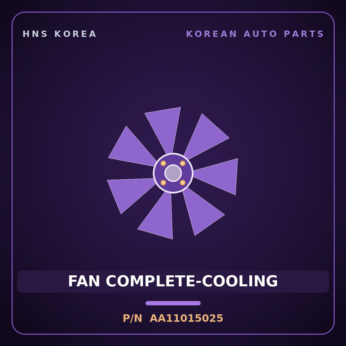 Genuine Mobis FAN COMPLETE-COOLING AA11015025 for Towner 2000 HNS Parts Korea