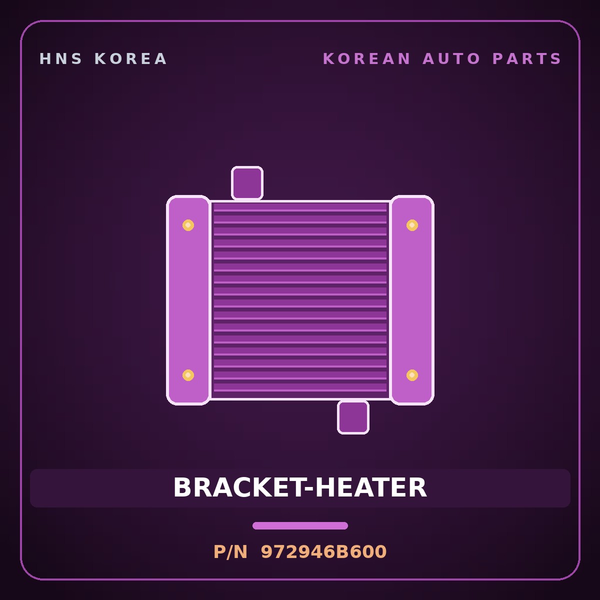 Genuine Mobis BRACKET-HEATER 972946B600 for Mega Truck 2004 HNS Parts Korea