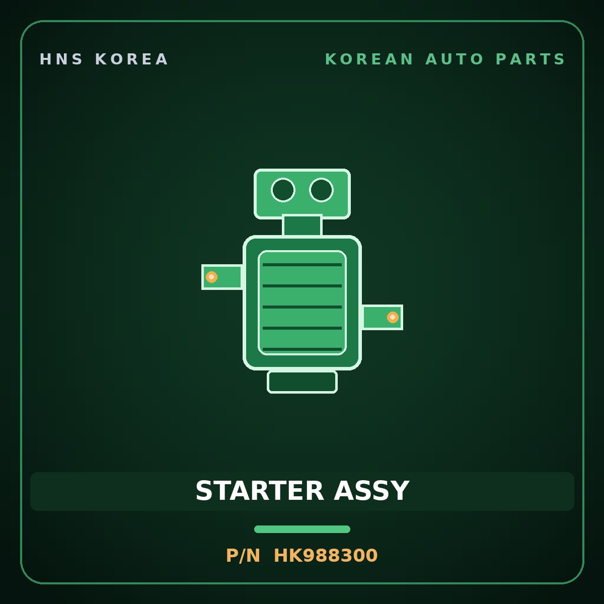 Genuine Mobis STARTER ASSY HK988300 for Galloper 1990 HNS Parts Korea