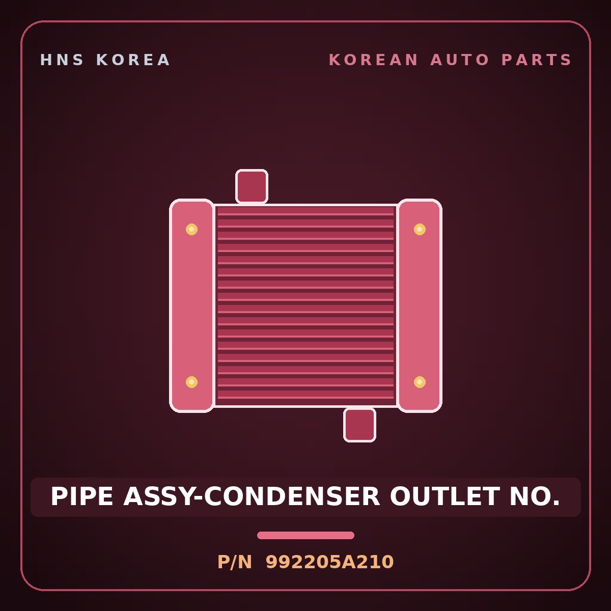 Genuine Mobis PIPE ASSY-CONDENSER OUTLET NO. 992205A210 for County 1998 HNS Parts Korea