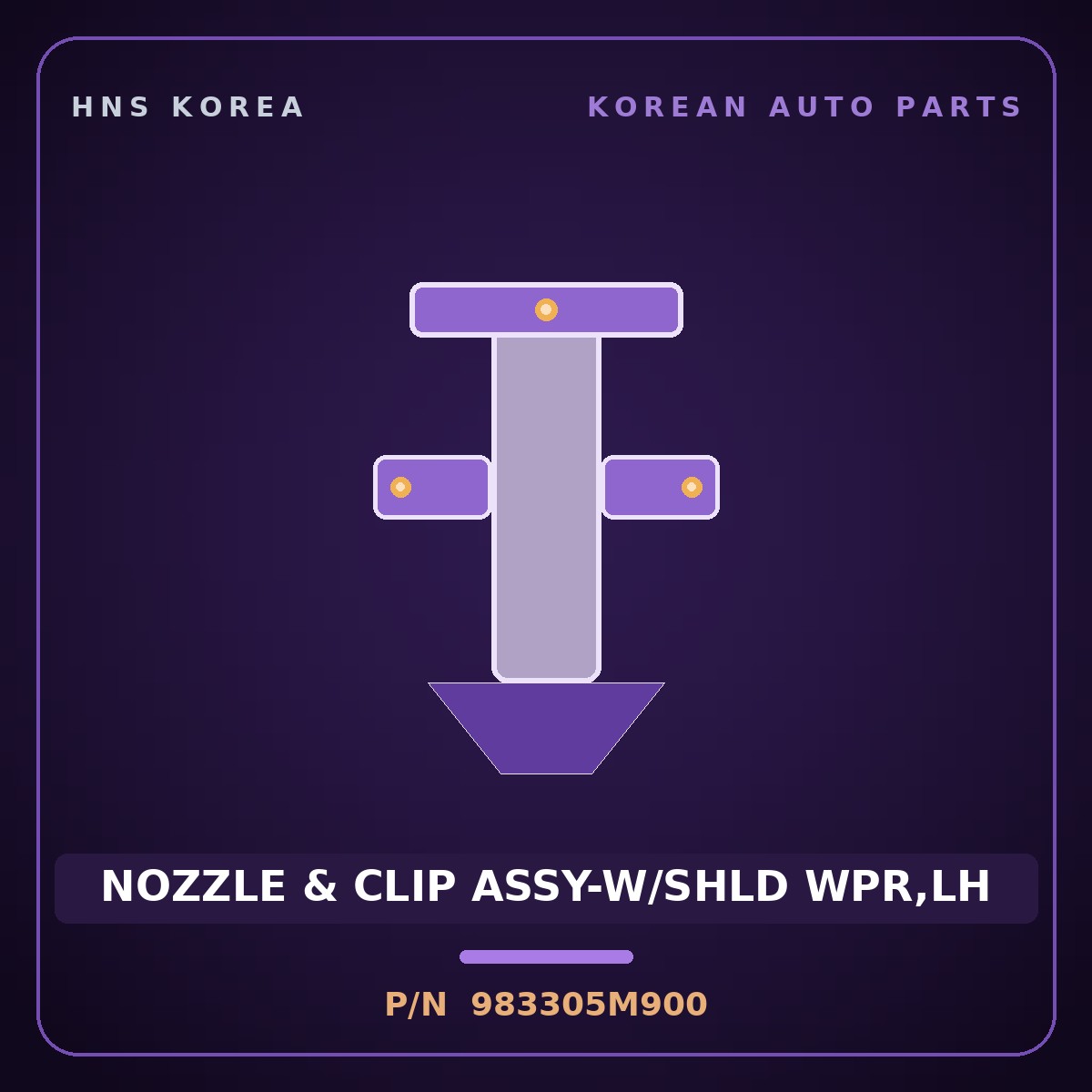 Genuine Mobis NOZZLE & CLIP ASSY-W/SHLD WPR,LH 983305M900 for Mighty 2015 HNS Parts Korea