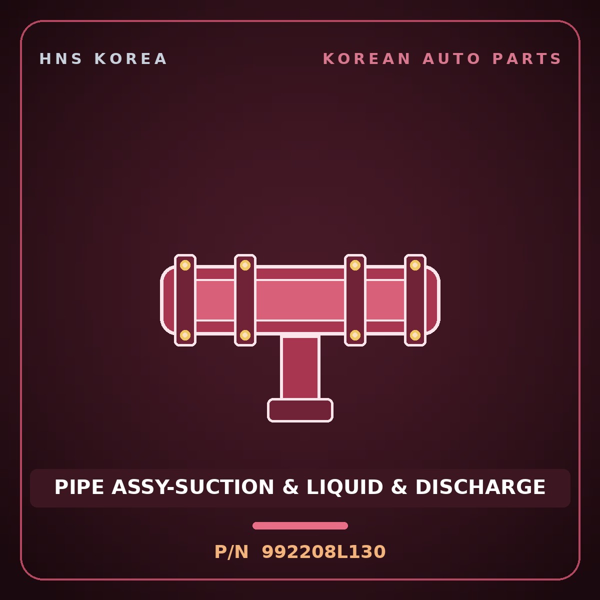 Genuine Mobis PIPE ASSY-SUCTION & LIQUID & DISCHARGE 992208L130 for Elec City 2020 HNS Parts Korea