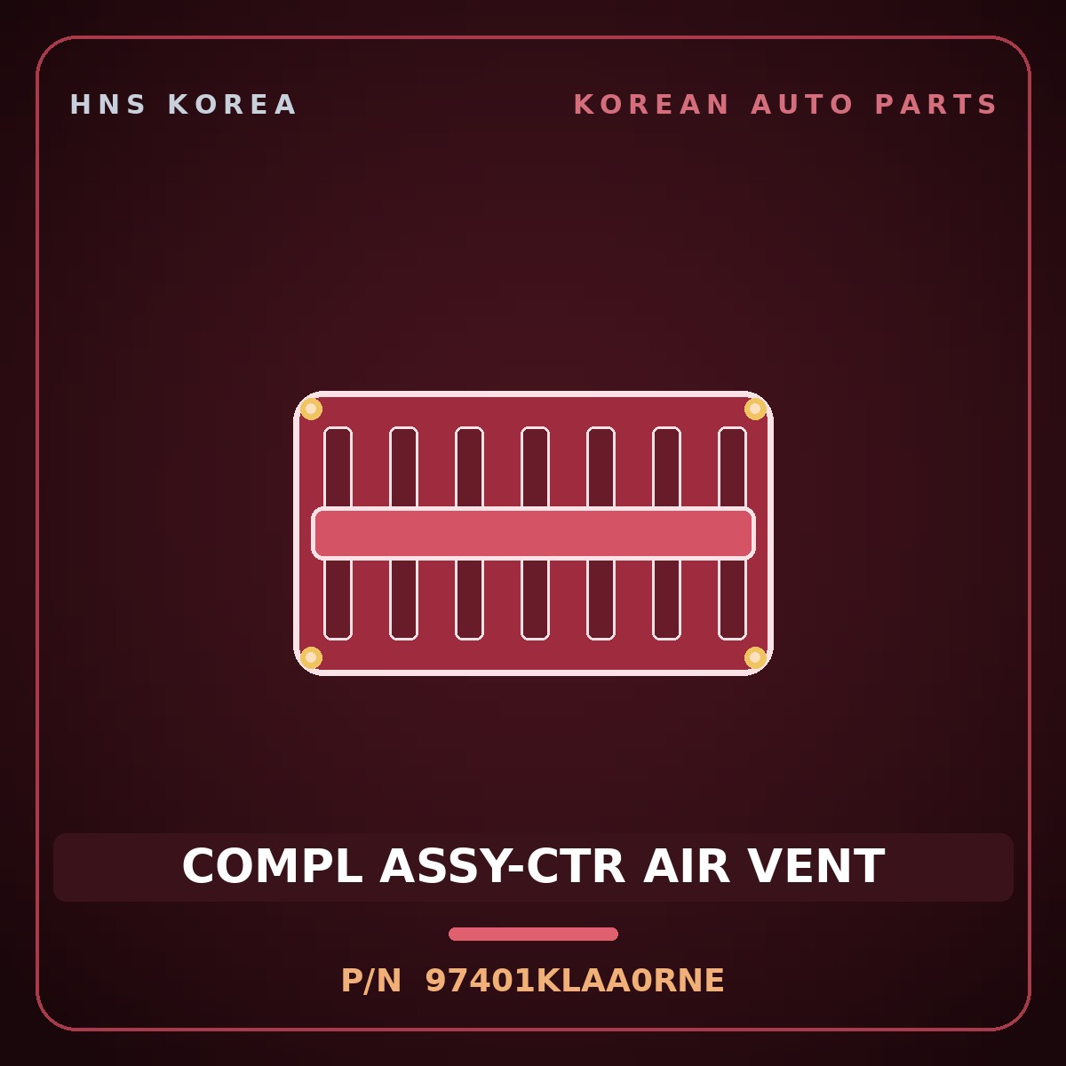 Genuine Mobis COMPL ASSY-CTR AIR VENT 97401KLAA0RNE for Ioniq 6 2025 HNS Parts Korea