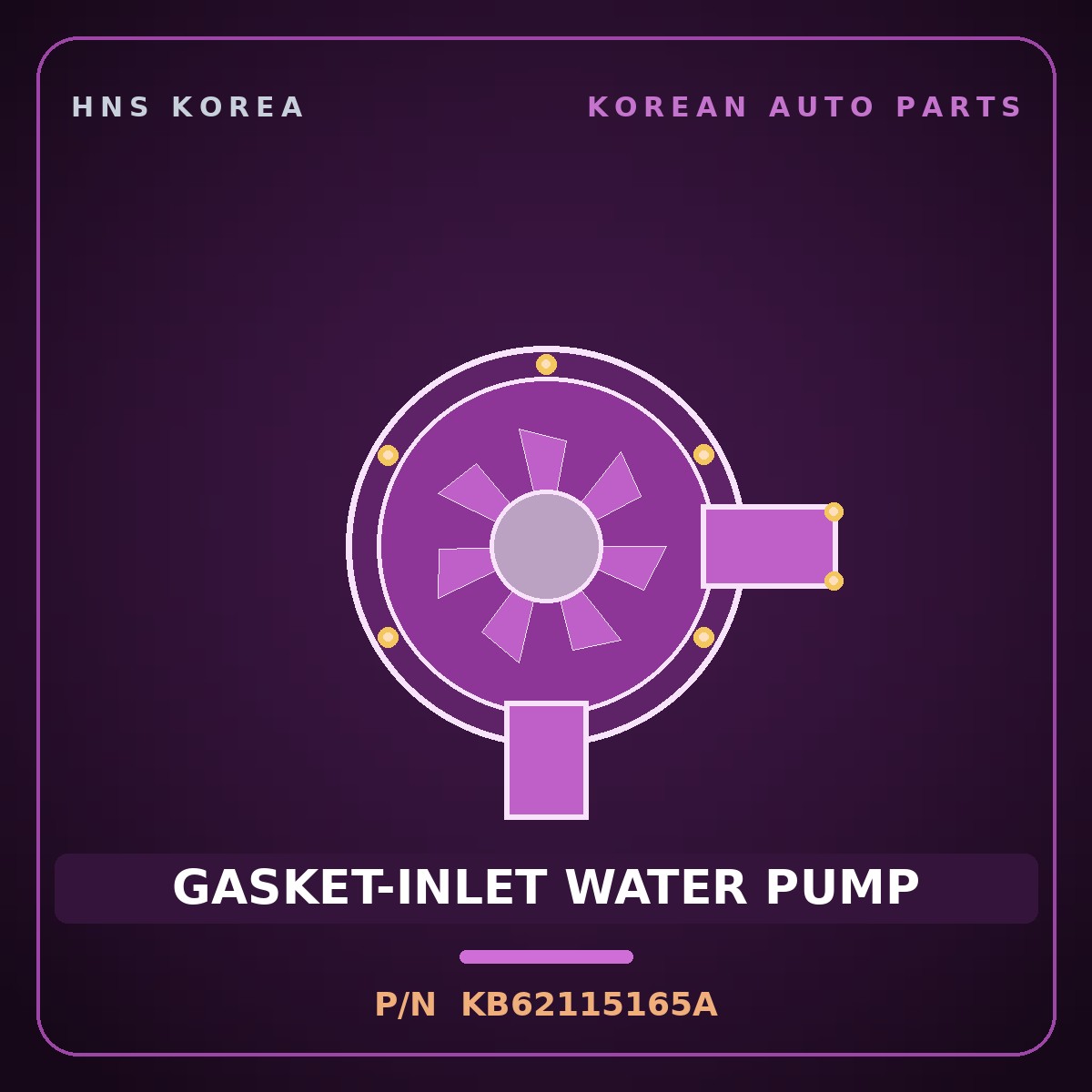 Genuine Mobis GASKET-INLET WATER PUMP KB62115165A for Cerato 1998 HNS Parts Korea