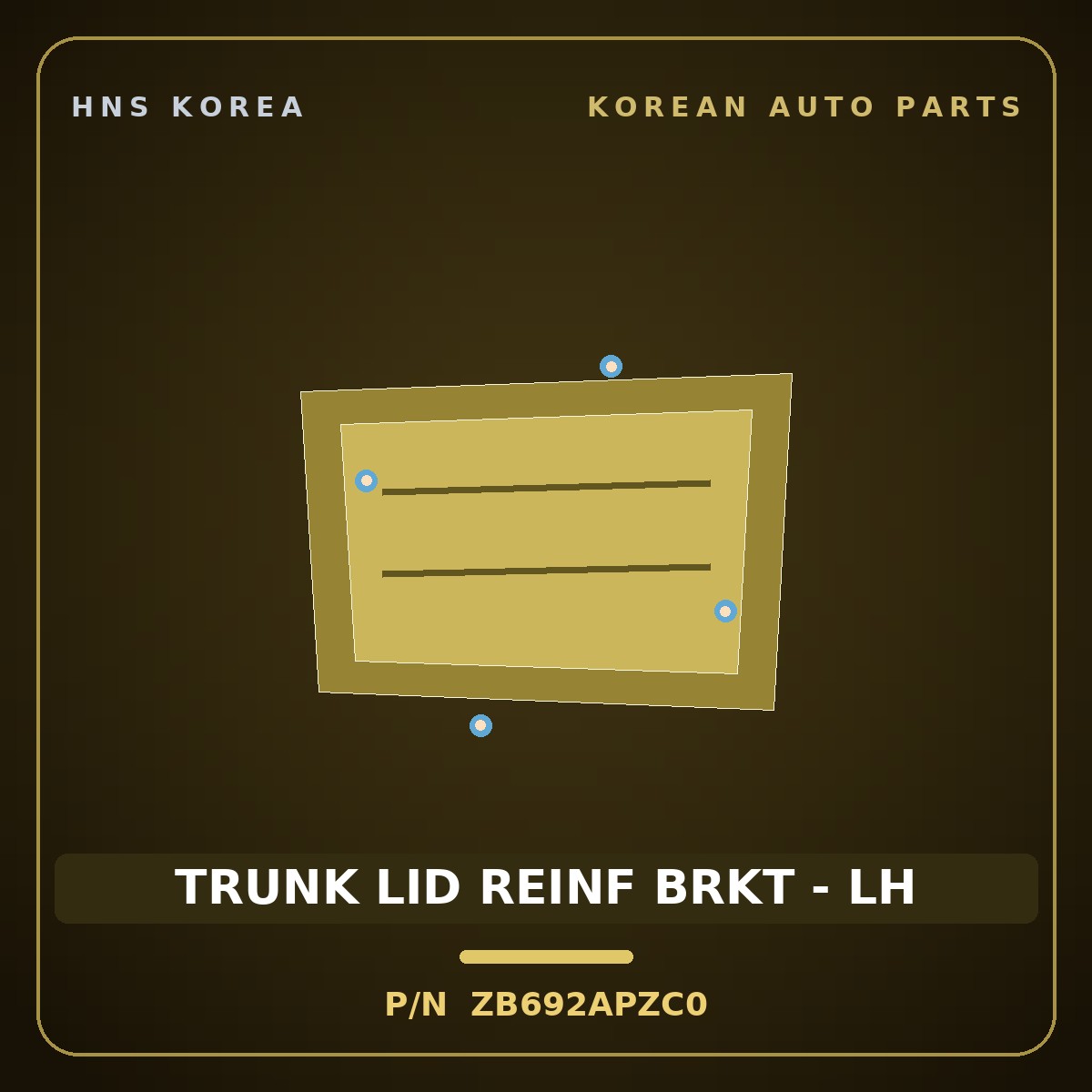 Genuine Mobis TRUNK LID REINF BRKT - LH ZB692APZC0 for Avante 2024 HNS Parts Korea