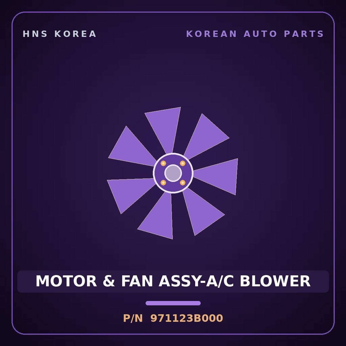 Genuine Mobis MOTOR & FAN ASSY-A/C BLOWER 971123B000 for Equus 1999 HNS Parts Korea