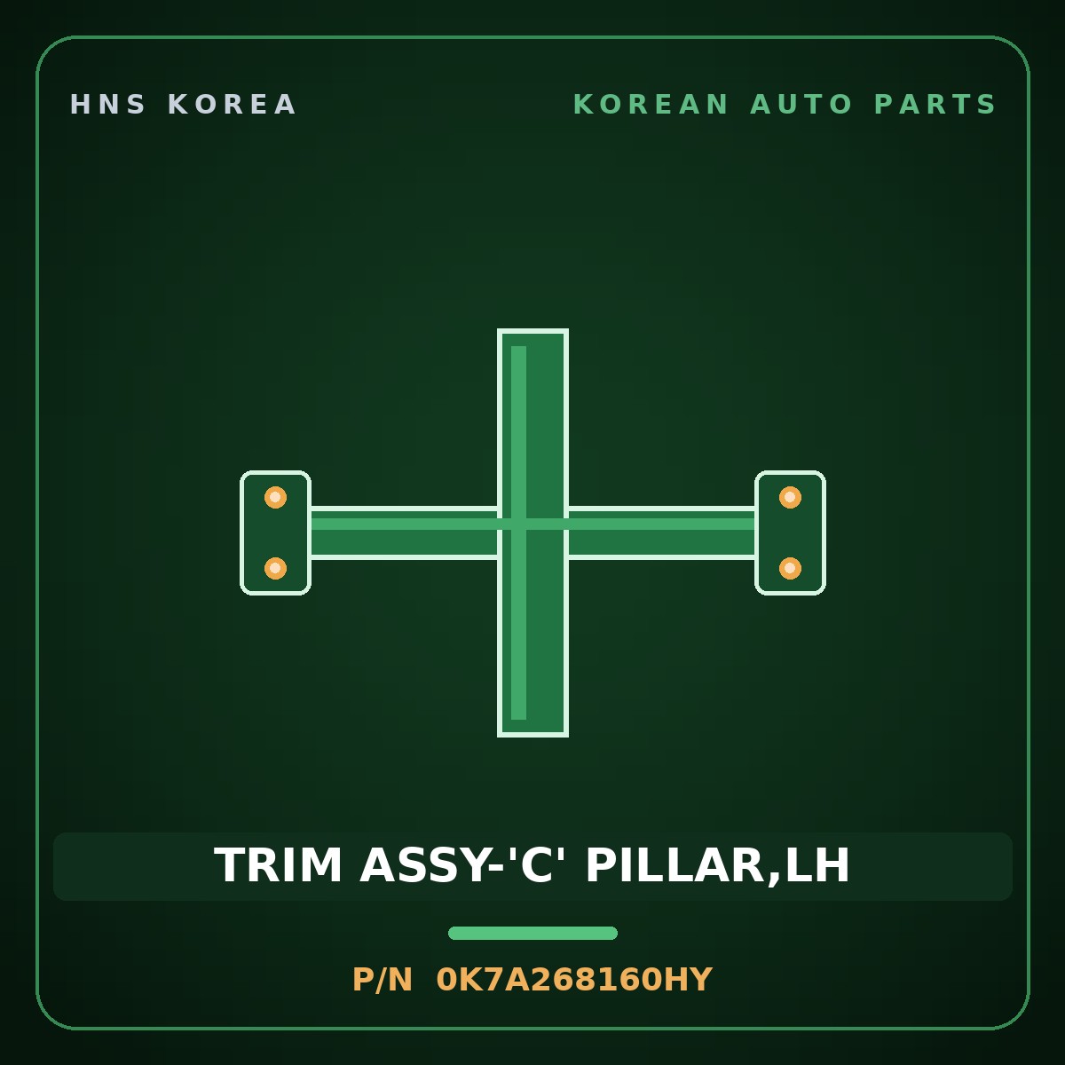Genuine Mobis TRIM ASSY-'C' PILLAR,LH 0K7A268160HY for Bongo 1996 HNS Parts Korea