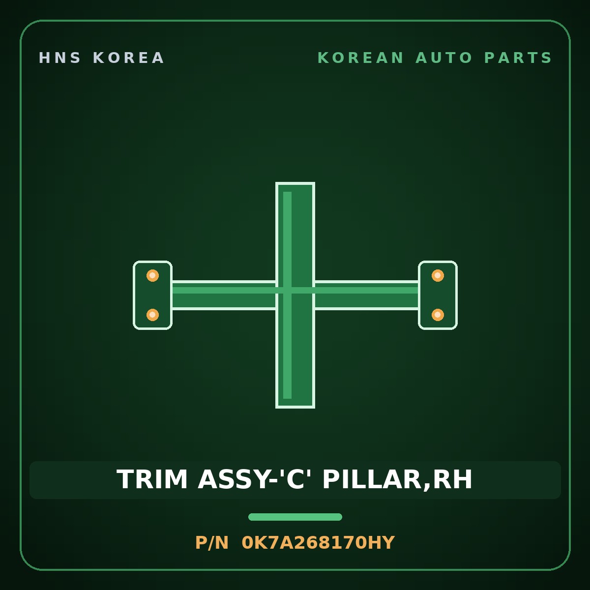 Genuine Mobis TRIM ASSY-'C' PILLAR,RH 0K7A268170HY for Bongo 1996 HNS Parts Korea