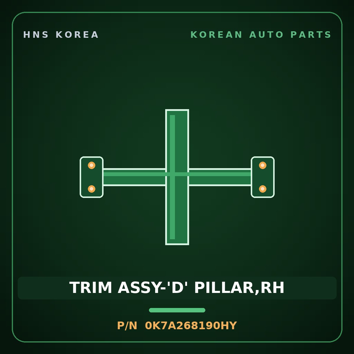 Genuine Mobis TRIM ASSY-'D' PILLAR,RH 0K7A268190HY for Bongo 1996 HNS Parts Korea