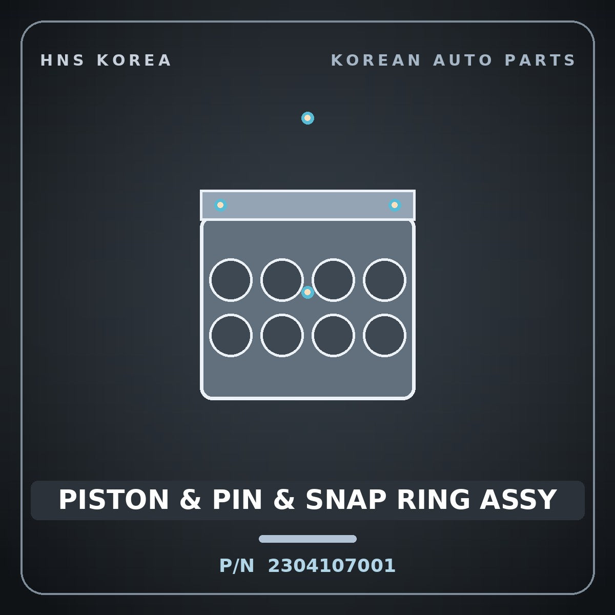 Genuine Mobis PISTON & PIN & SNAP RING ASSY 2304107001 for Casper 2020 HNS Parts Korea