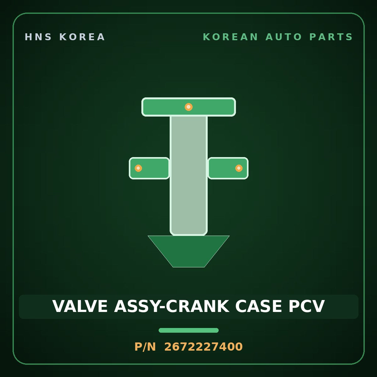 Genuine Mobis VALVE ASSY-CRANK CASE PCV 2672227400 for Carens 2002 HNS Parts Korea