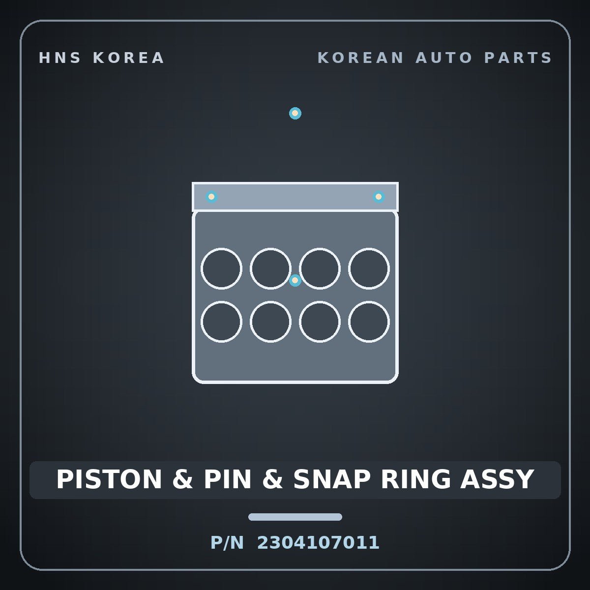 Genuine Mobis PISTON & PIN & SNAP RING ASSY 2304107011 for Casper 2020 HNS Parts Korea